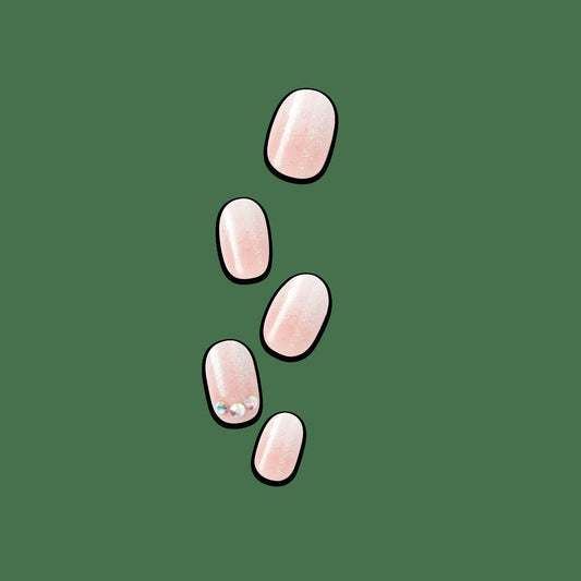 Impress Design No Glue Fake Press On Nails - Even Better | 3D & Jewel Design, Pink, Short, Oval, Manicure