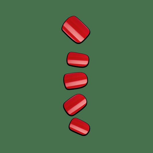 Impress Color No Glue Fake Press On Nails - Golden Harvest | Solid, Red, Short, Squoval, Manicure