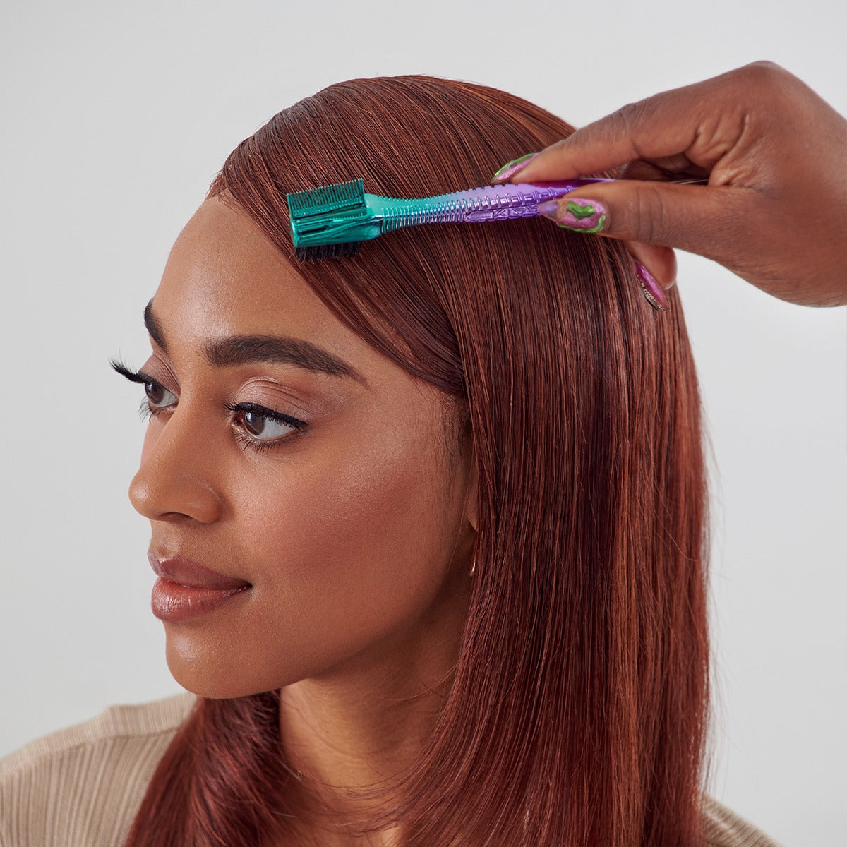 Kiss Colors & Care Ombre Chrome 3-in-1 Edge Boar Bristle Brush | Edge Styling Brush, Baby Hair Brush, Edge Control Brush, Parting Comb