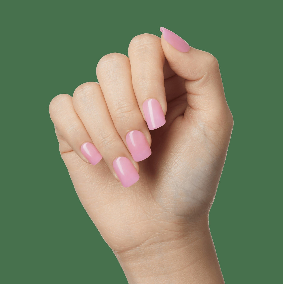 Impress Color No Glue Fake Press On Nails - Fairy Breath | Solid, Pink, Short, Squoval, Manicure