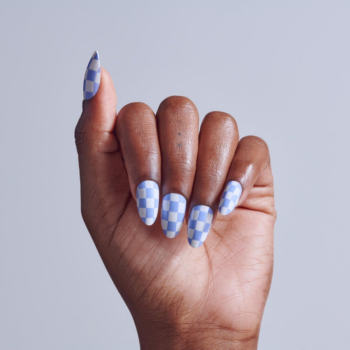 Kiss Core Design Press On Fake Glue Nails - Credit | Design, Blue, Medium, Almond