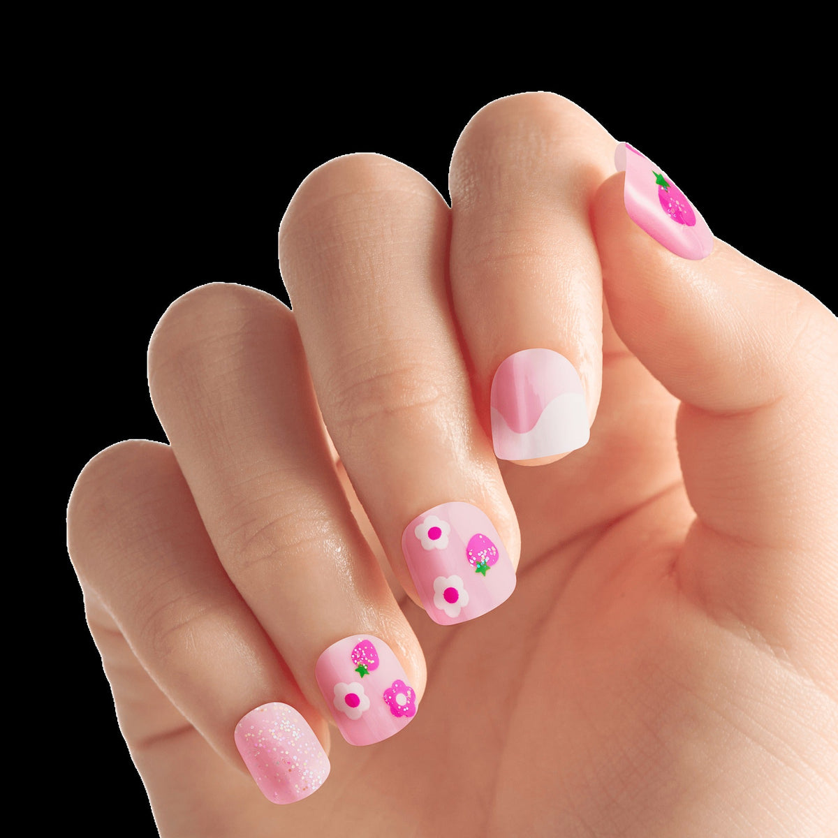 Impress Kids No Glue Fake Press On Nails - Berry Cute | Design, Pink, Kids, Squoval, Manicure