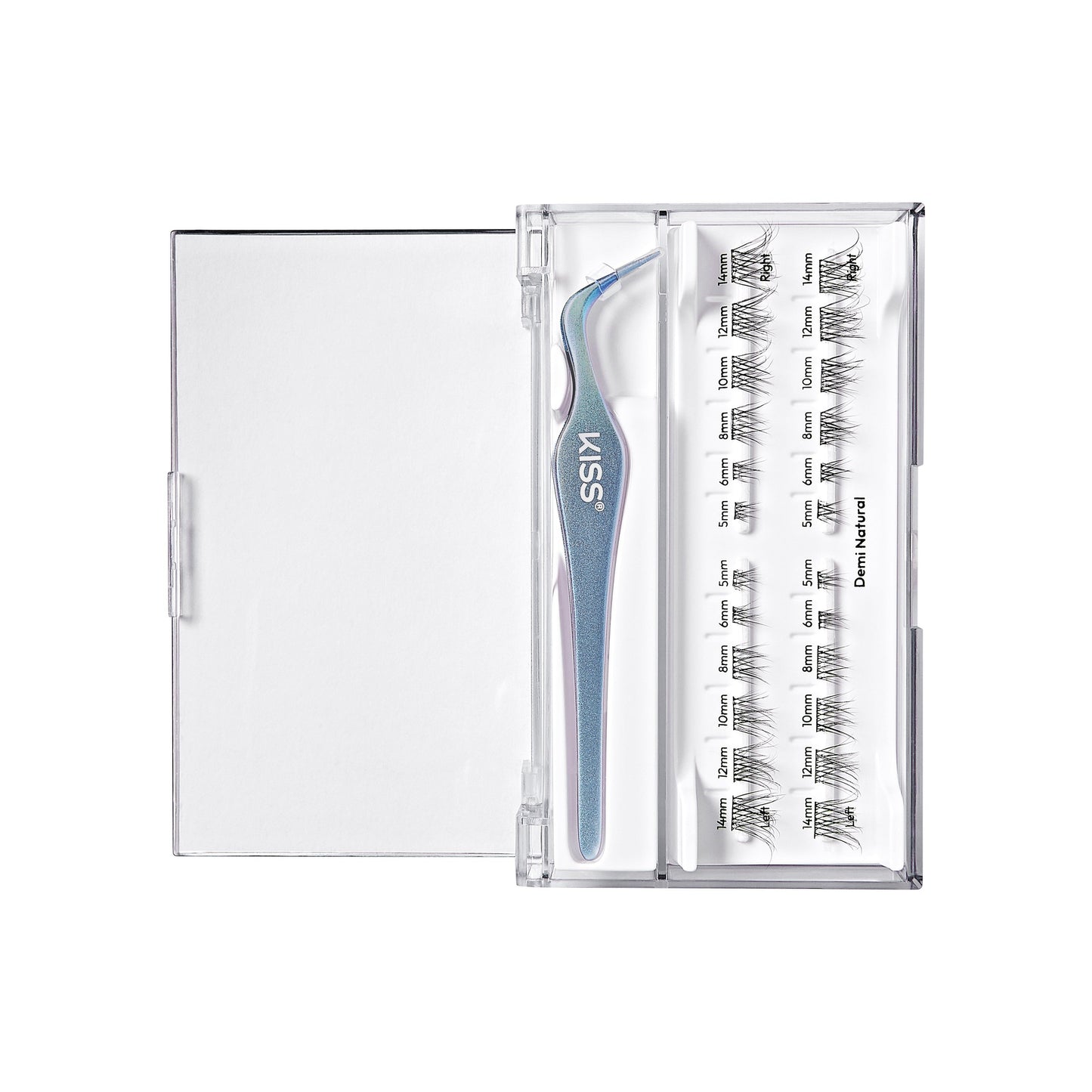 Impress Falsies Long Lasting Pre-Glued False Eyelashes Starter Kit - Demi Natural | 24 Lash Clusters, With Applicator, Up To 5 Day Wear, 5mm-14mm