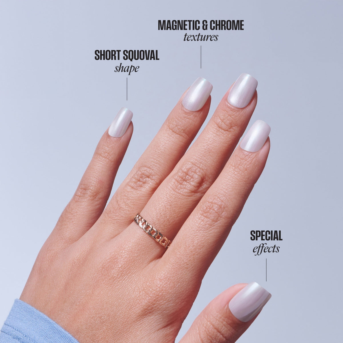Kiss Glam Embellished Press On Fake Glue Nails - Moonfizz | Design, White, Short, Squoval
