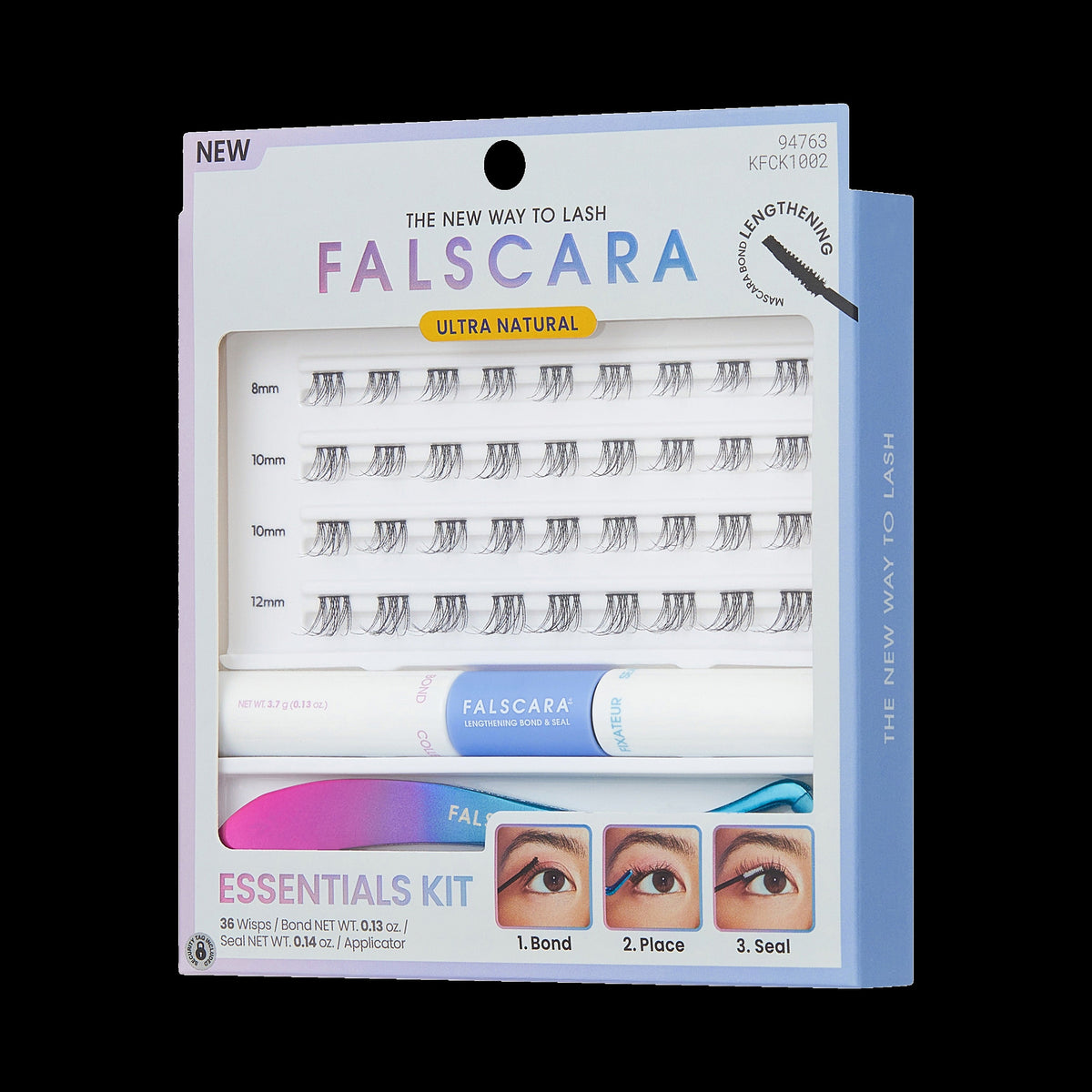 Falscara Ultra Natural Essentials Kit | DIY False Lash Extensions, Cluster Lash, Wispy Lashes, 36 Wisps, 8mm-12mm