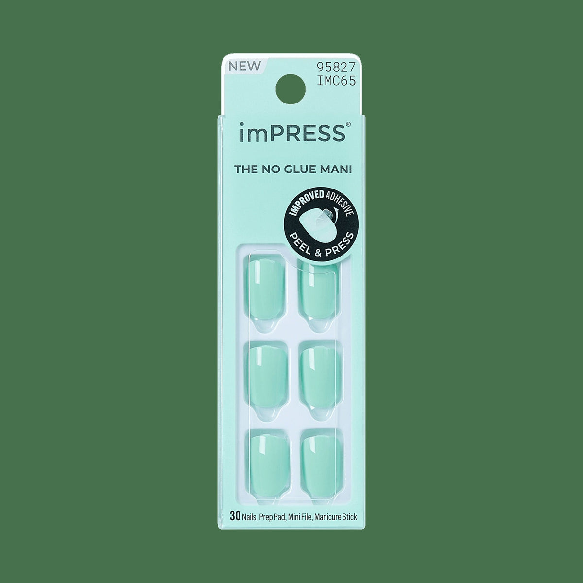 Impress Color No Glue Fake Press On Nails - Get Closer | Solid, Green, Short, Squoval, Manicure