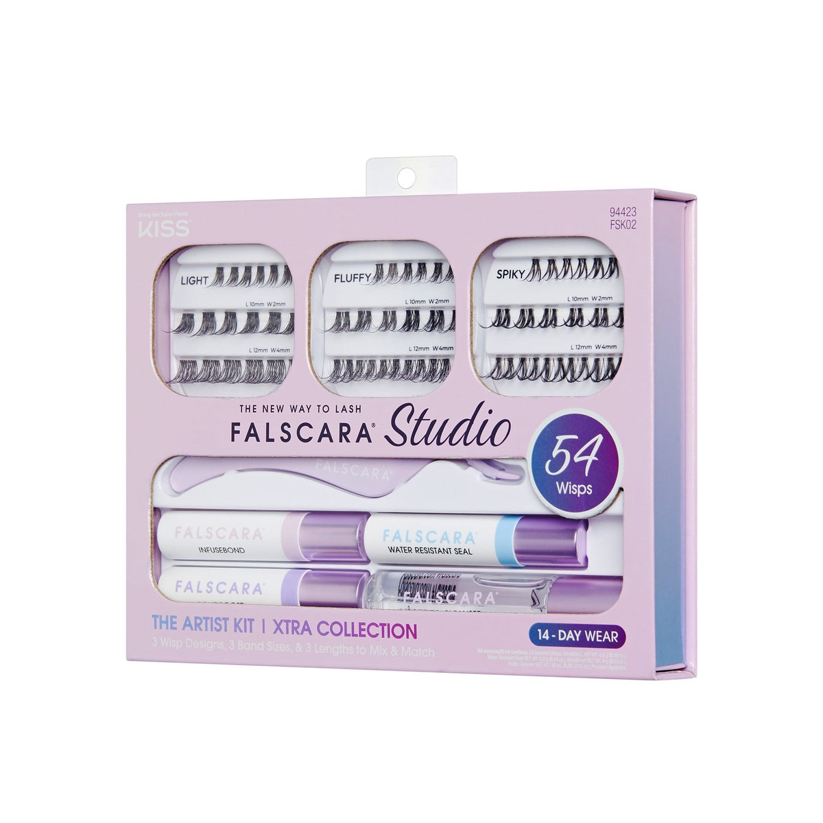 Falscara Studio Lash Extension Kit - Xtra Volume | DIY False Lash Extensions, Full Glam, Cluster Lash, Wispy Lashes, 54 Wisps, 10mm-14mm