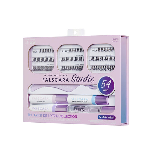 Falscara Studio Lash Extension Kit - Xtra Volume | DIY False Lash Extensions, Full Glam, Cluster Lash, Wispy Lashes, 54 Wisps, 10mm-14mm