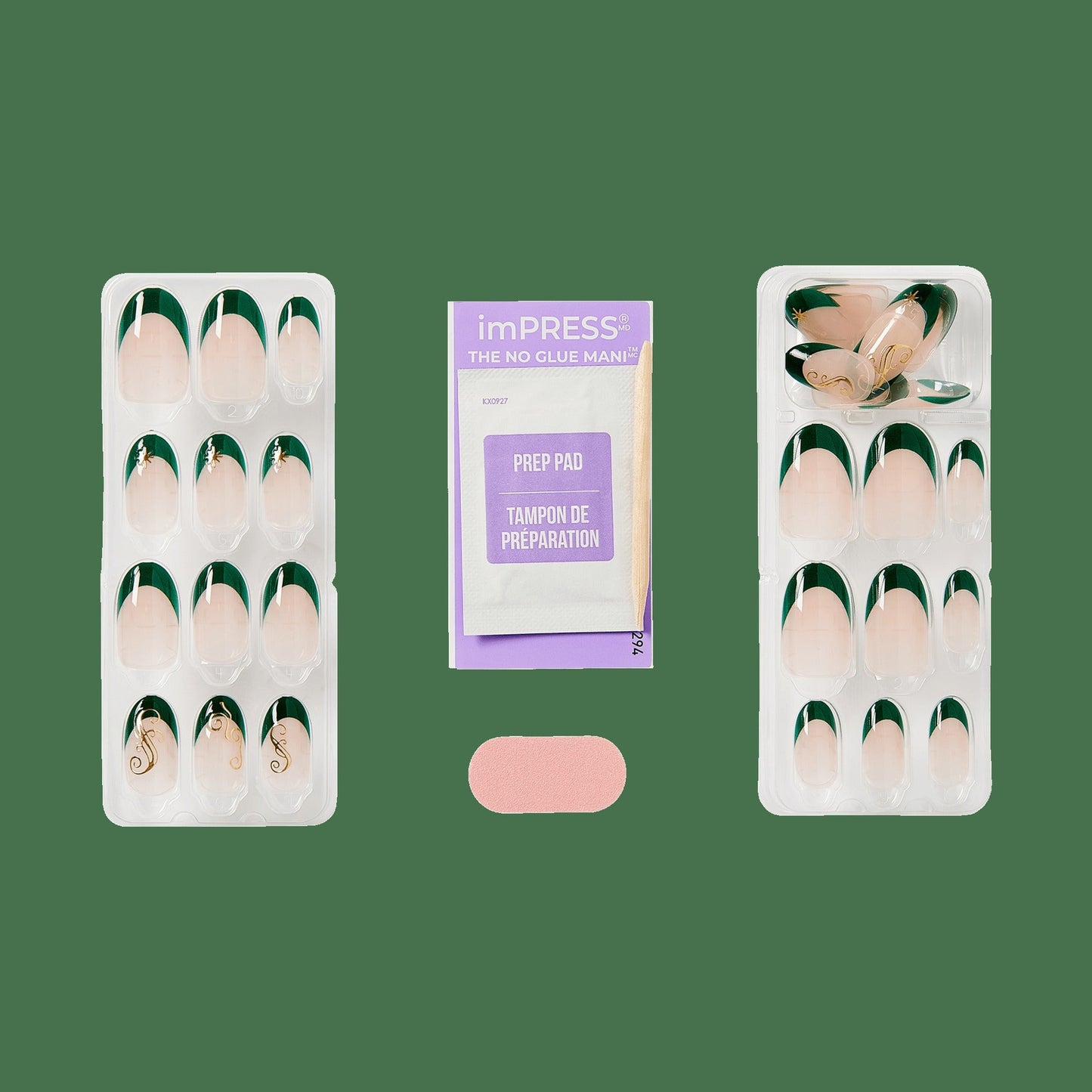 WICKED X Impress | Always Been Green | French Design, Green, Medium, Oval, Manicure