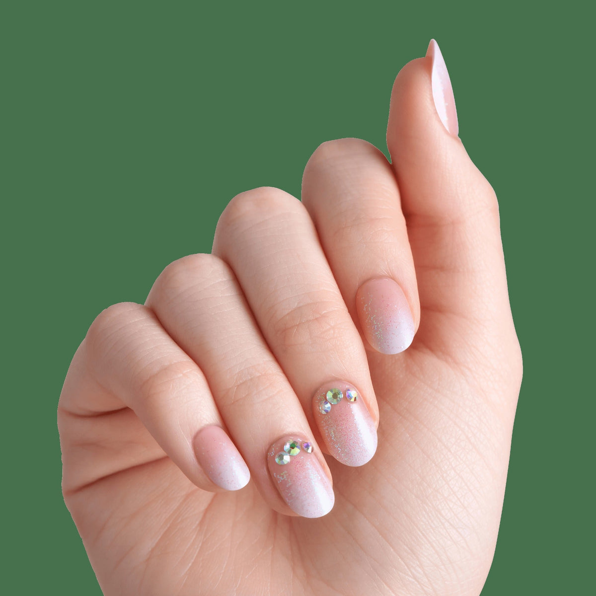 Impress Design No Glue Fake Press On Nails - Even Better | 3D & Jewel Design, Pink, Short, Oval, Manicure