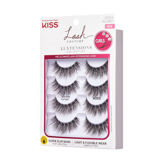 Kiss Lash Couture LuXtensions False Eyelashes Multipack- Volume Full Set | 4 Pairs, Strip Lashes, 14mm