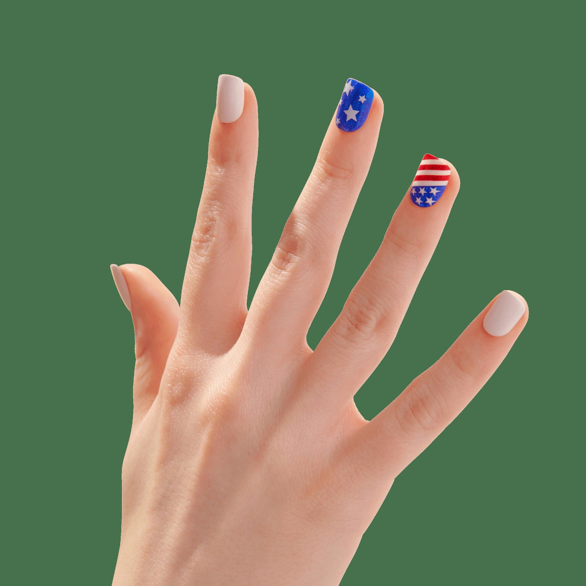 Impress Design No Glue Fake Press On Nails - Liberty | Design, Multicolor, Short, Squoval, Manicure