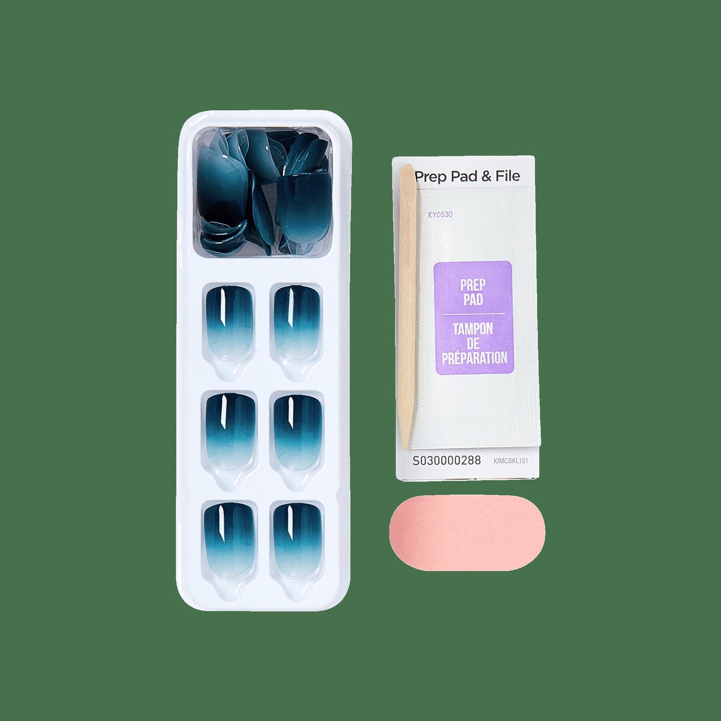 Impress Color No Glue Fake Press On Nails - Velvet Breeze | Design, Blue, Short, Squoval, Manicure