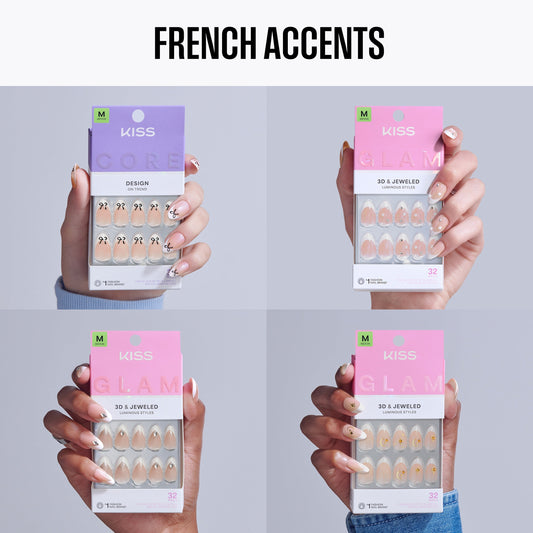 Kiss French Press On Glue Nails Bundle - French Accents