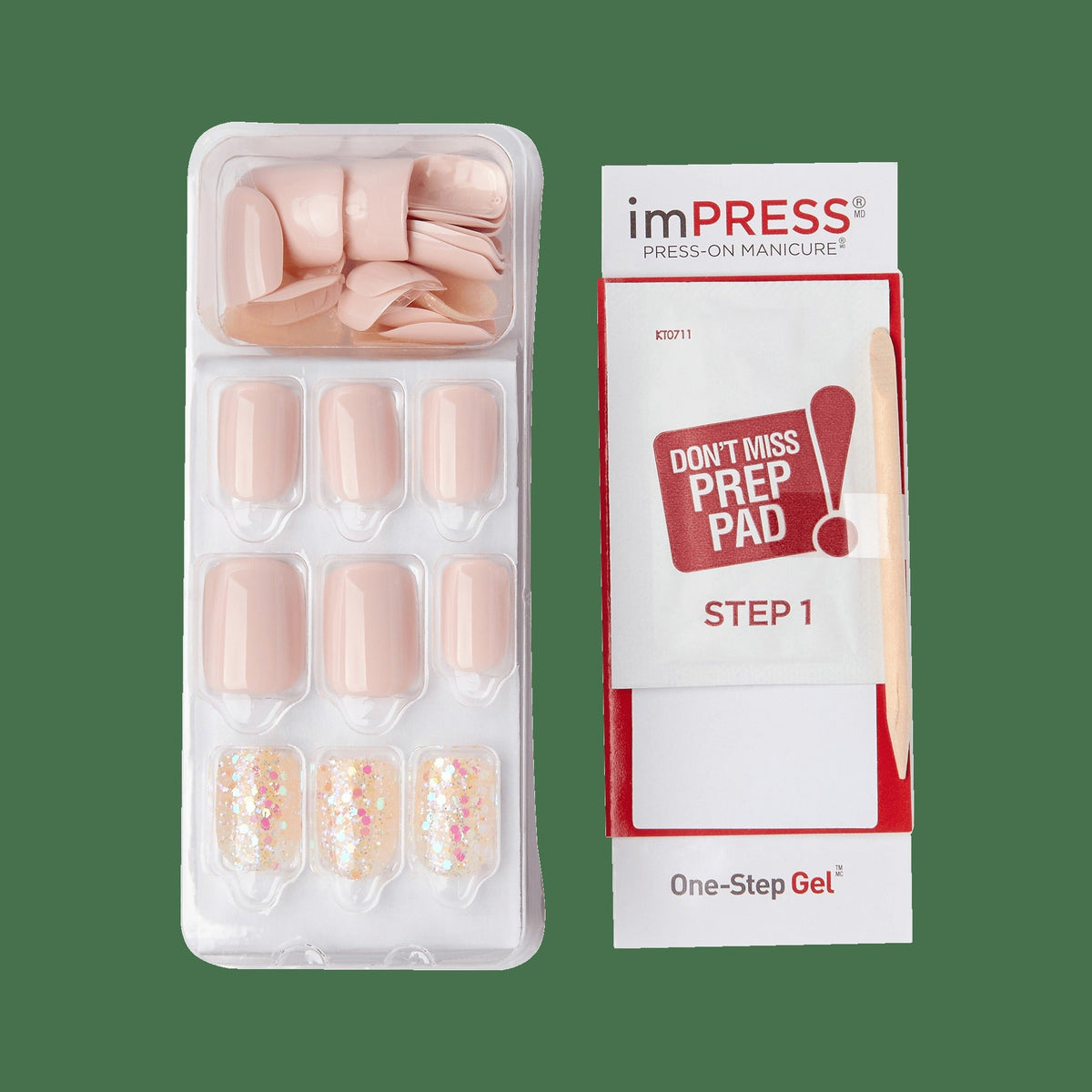 Impress No Glue Fake Press On Nails - Dorothy | Design, Pink, Short, Squoval, Manicure
