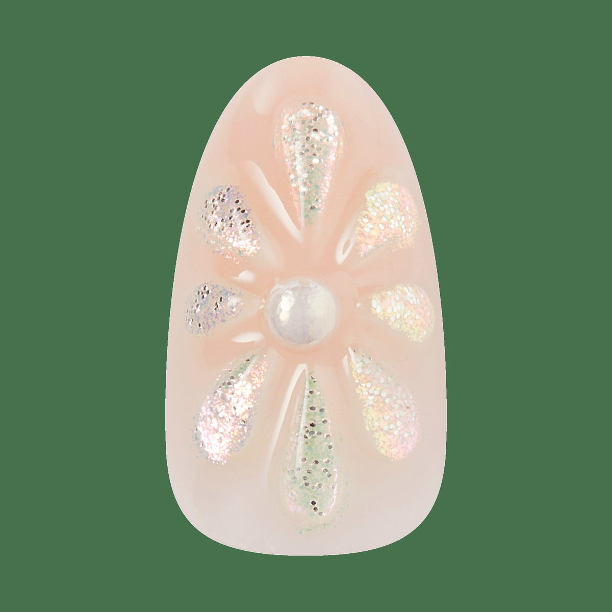 Kiss Luxe Press On Fake Glue Nails - Blossom Tide | 3D & Jewel Design, Gold, Medium, Almond