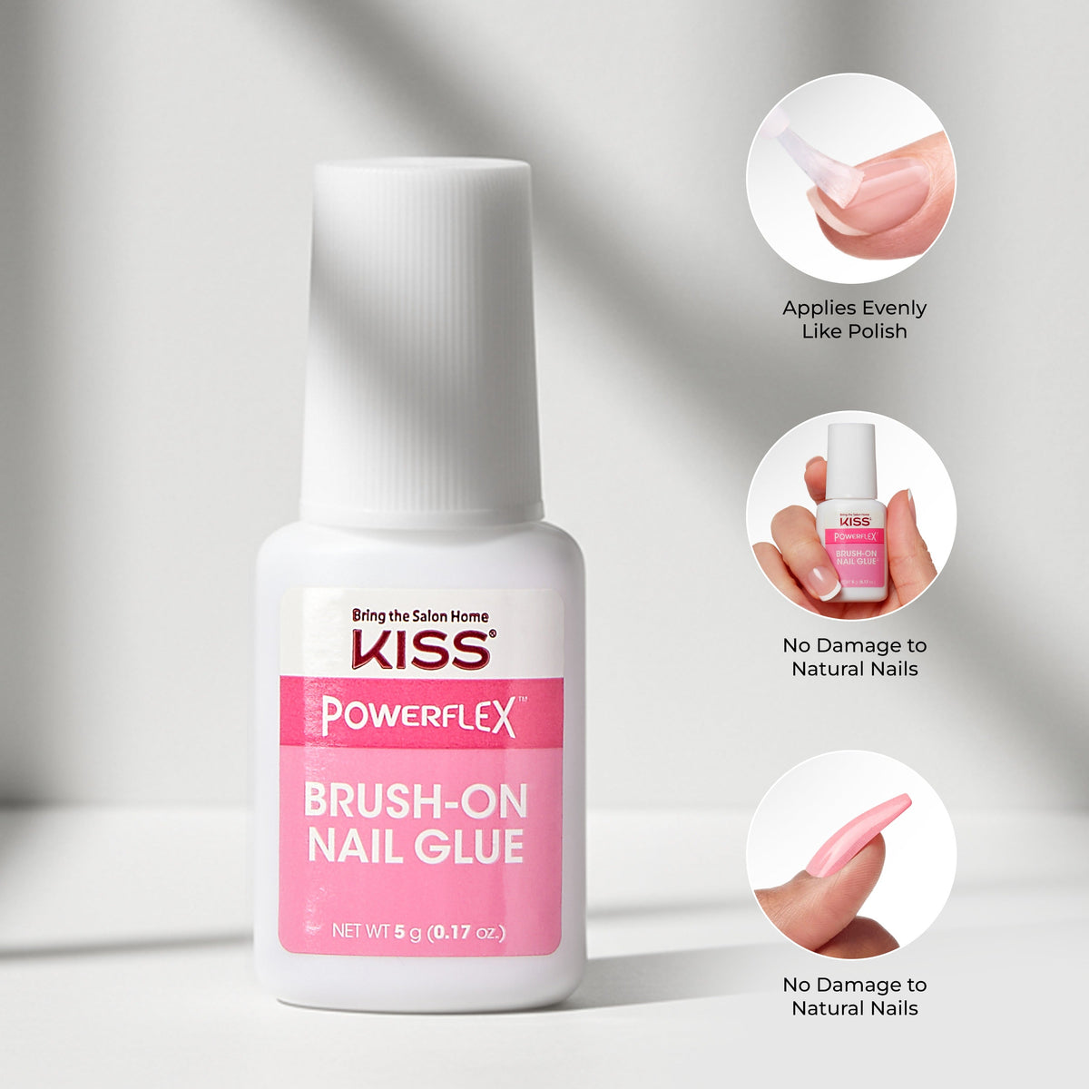 Kiss Press On Glue Nail Tool Bundle - PowerFlex Brush-On Glue + Glue OFF Remover