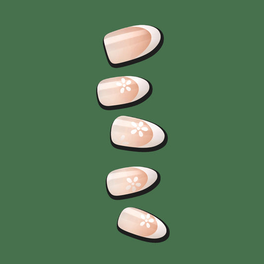Impress French No Glue Fake Press On Nails - Fearless | French Tips, White & Neutral, Medium, Almond, Manicure