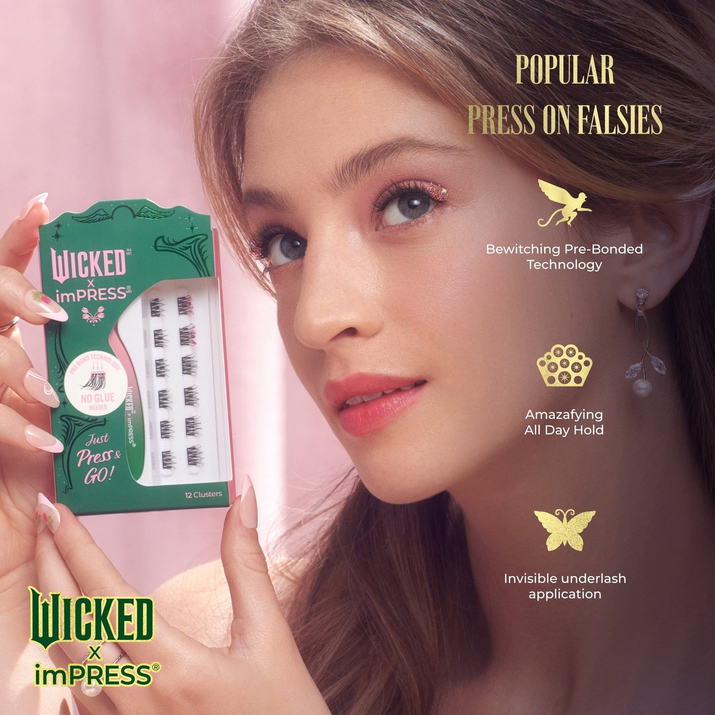 WICKED X Impress | Wizard's Palace | 12 Lash Clusters, 8mm-10mm