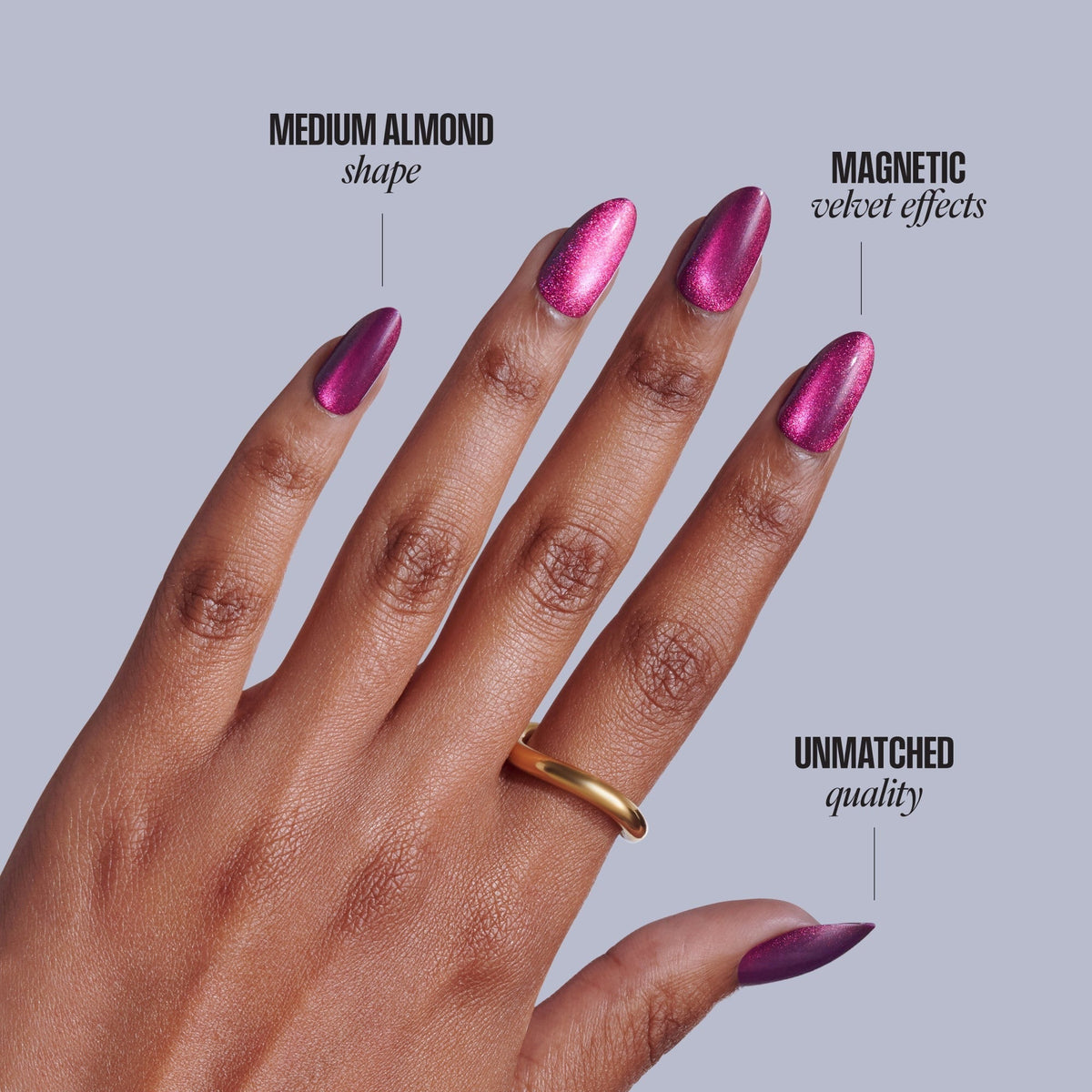 Kiss Core Magnetic Press On Fake Glue Nails - Glittering | Magnetic, Purple, Medium, Almond