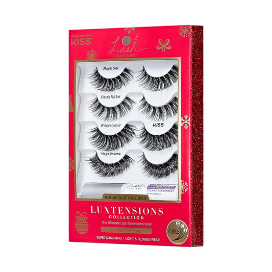 Kiss Lash Couture LuXtensions Holiday False Eyelashes Multipack - Glitter Silver | 4 Pairs, Strip Lashes, 14mm-18mm