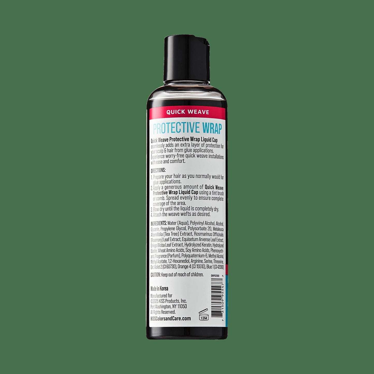 Kiss Colors & Care Protective Wrap Liquid | Black, For Quick Weaves, Quick-Drying, 8.4 fl oz, Hair Care