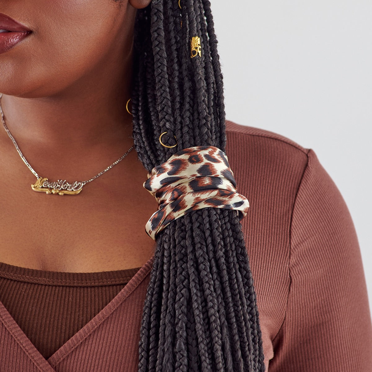 Kiss Colors & Care Silky Satin Flex Wired Scrunchies - Black/Leopard | Hair Tie, Hair Accessories