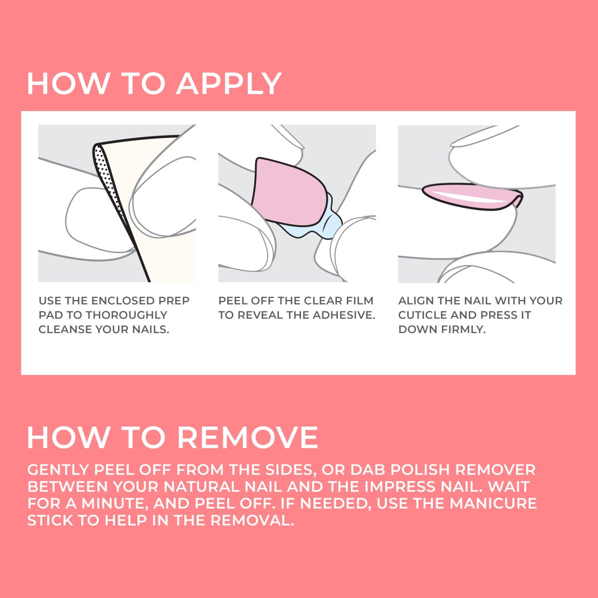 Impress Color No Glue Fake Press On Nails - Serendipity | Solid, Pink, Medium, Coffin, Manicure