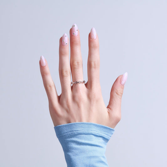 Kiss Glam 3D & Jewel Press On Fake Glue Nails - Breeze of Bliss | Design, Pink, Medium, Almond