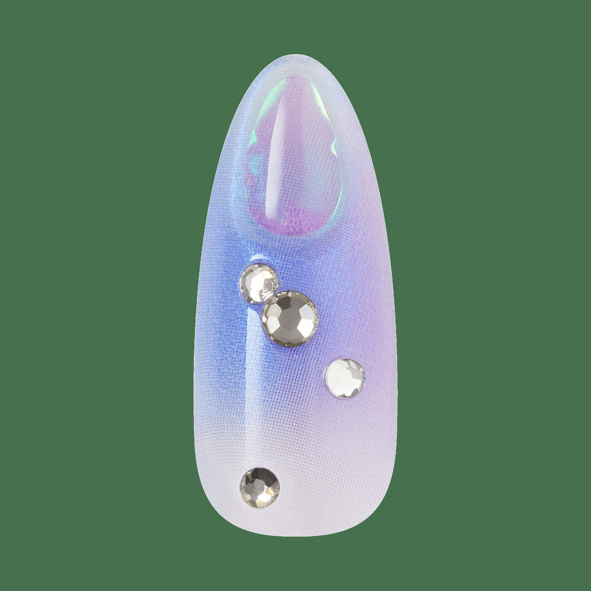 Kiss Luxe Press On Fake Glue Nails - Jasmine Skies | 3D & Jewel Design, Purple, Long, Almond