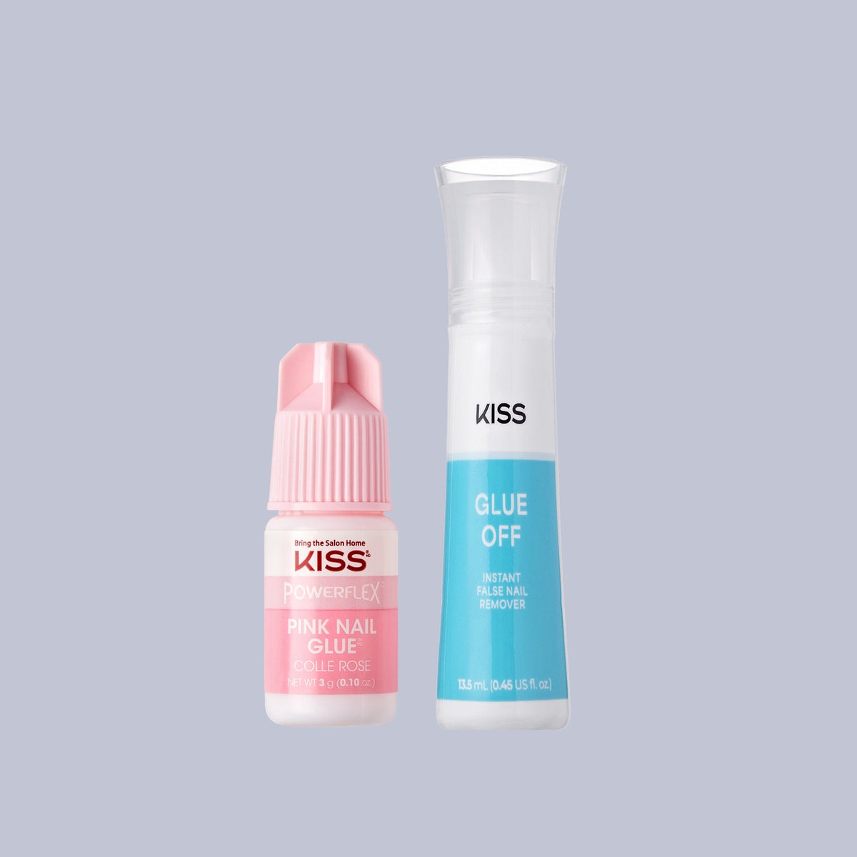 Kiss Press On Glue Nail Tool Bundle - PowerFlex Pink Nail Glue + Glue OFF Remover