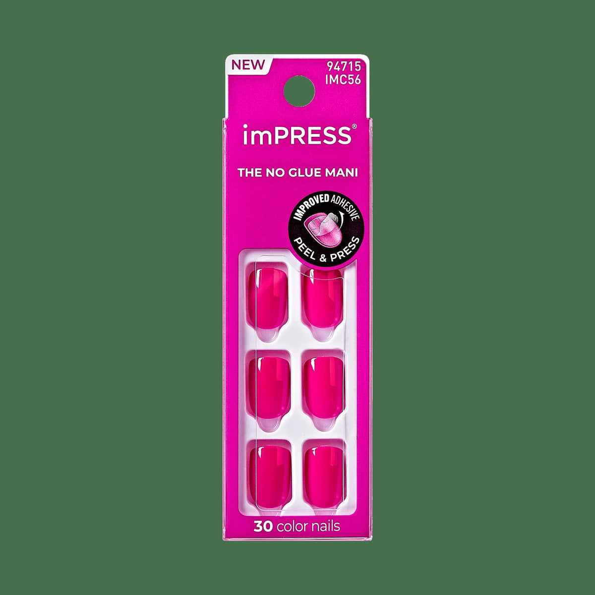 Impress Color No Glue Fake Press On Nails - Smile | Solid, Pink, Short, Squoval, Manicure