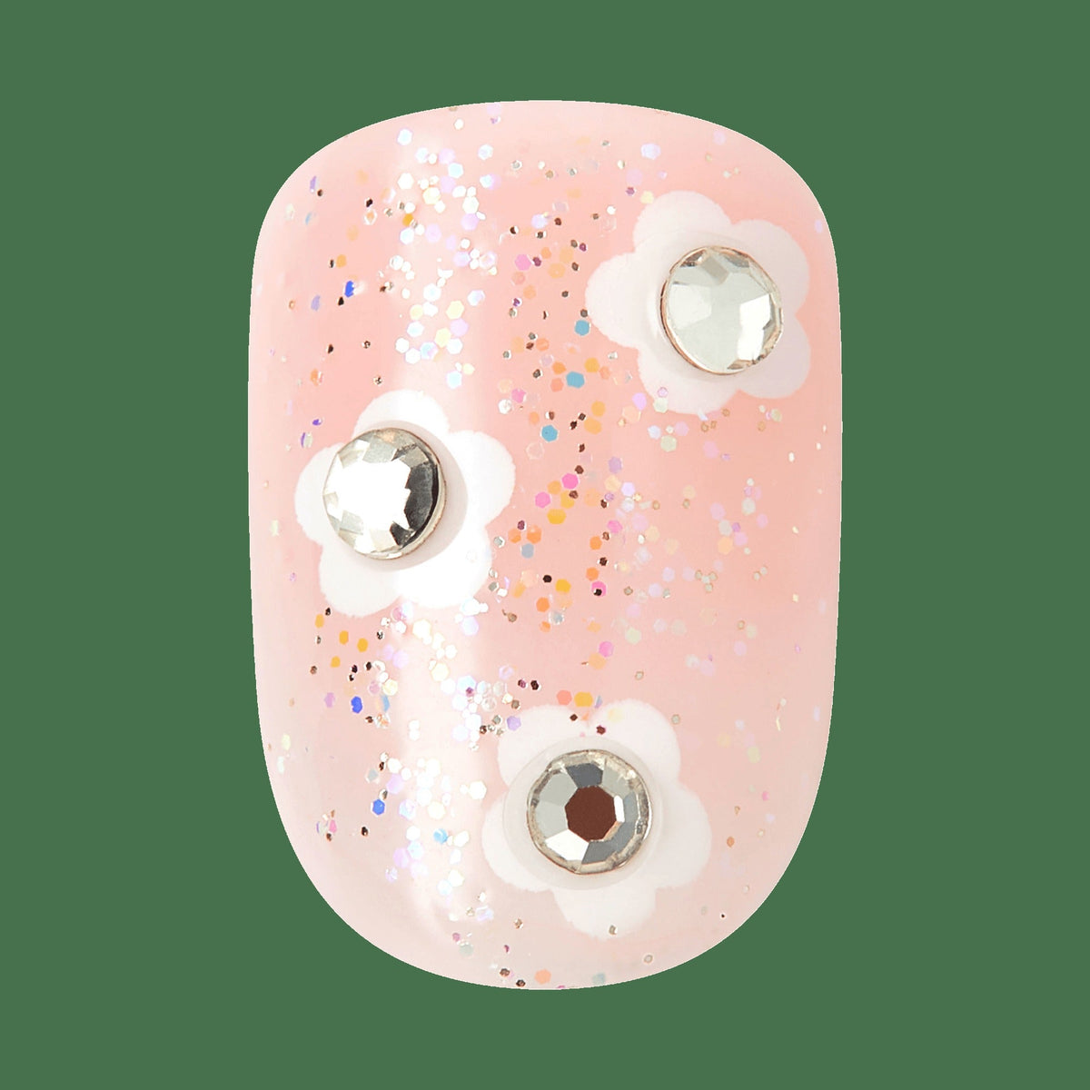 Impress Design No Glue Fake Press On Nails - The Beginning | 3D & Jewel Design, Pink, Short, Squoval, Manicure