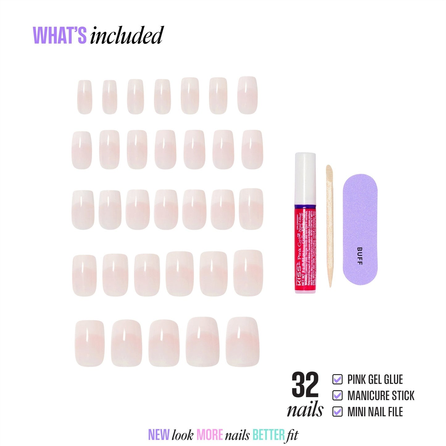 Kiss Core French Press On Fake Glue Nails - Scenario | French Tips, White, Medium, Squoval