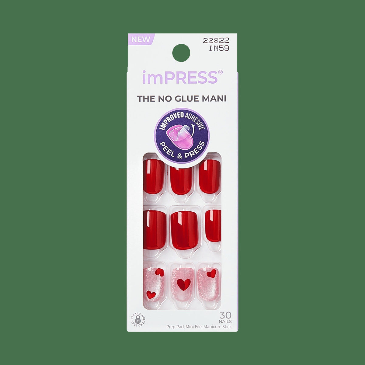 Impress Design No Glue Fake Press On Nails - Good 4 You | Design, Pink & Red, Short, Squoval, Manicure