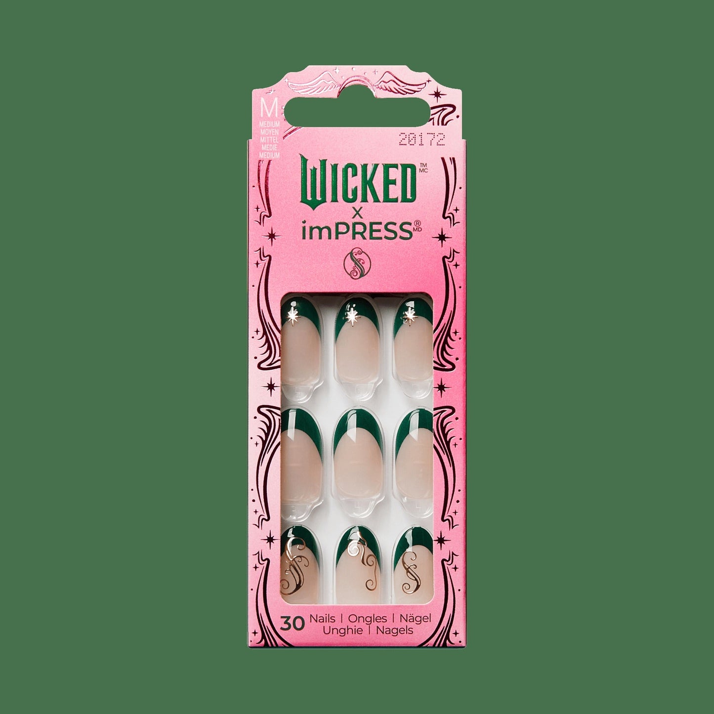 WICKED X Impress | Always Been Green | French Design, Green, Medium, Oval, Manicure