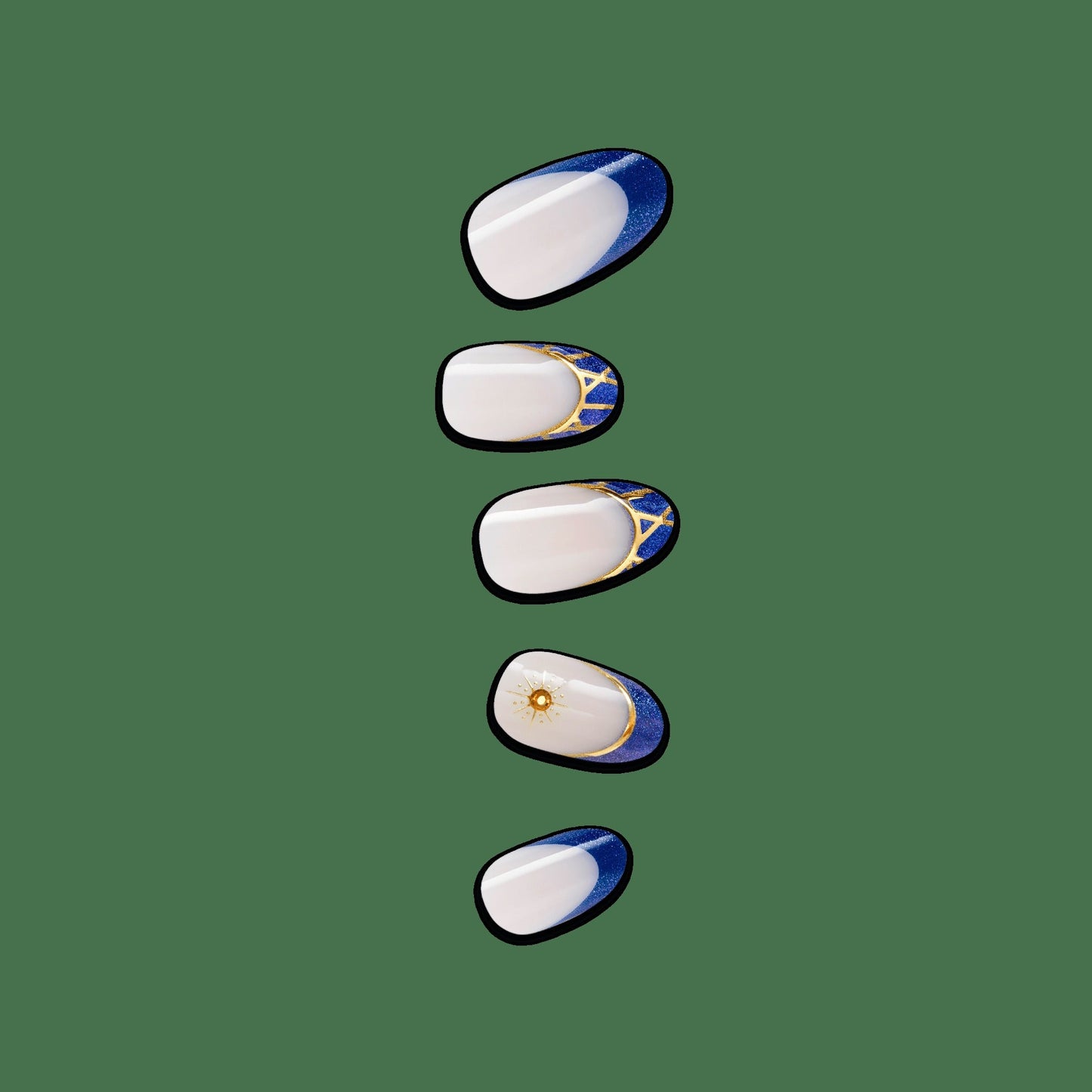 Impress X WICKED: FOR GOOD | Wickedly Brave | 3D & Jewel French Design, Blue, Medium, Oval, Manicure