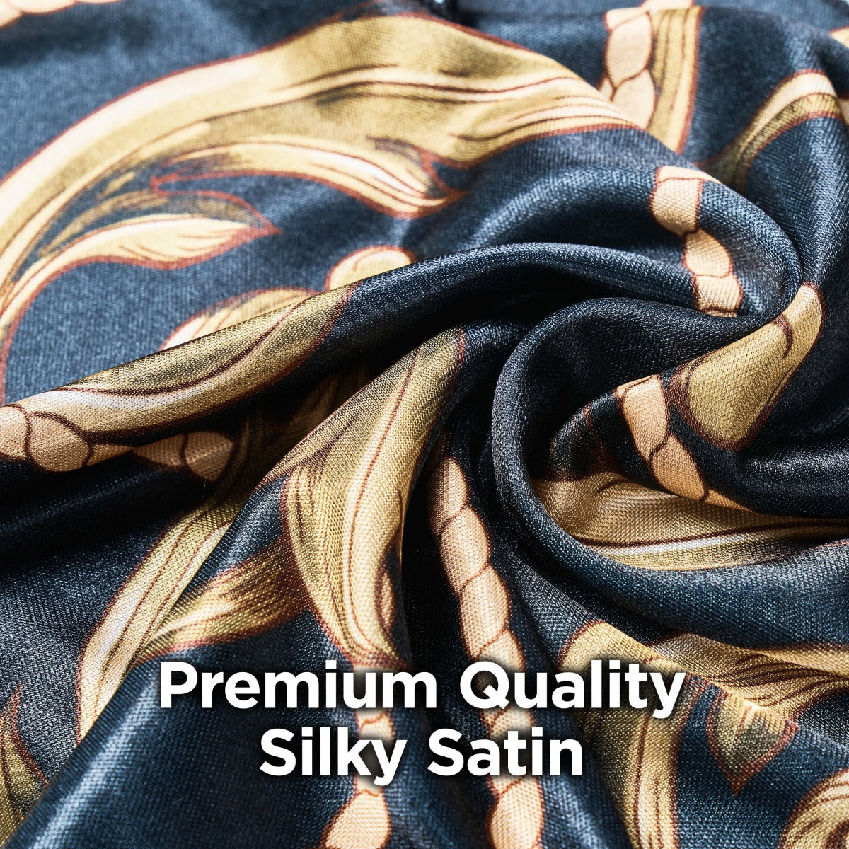 Kiss Colors & Care Power Wave Silky Satin Pattern Durag - Black & Gold | Silk Durag, Wave Cap, One Size, Hair Accessories