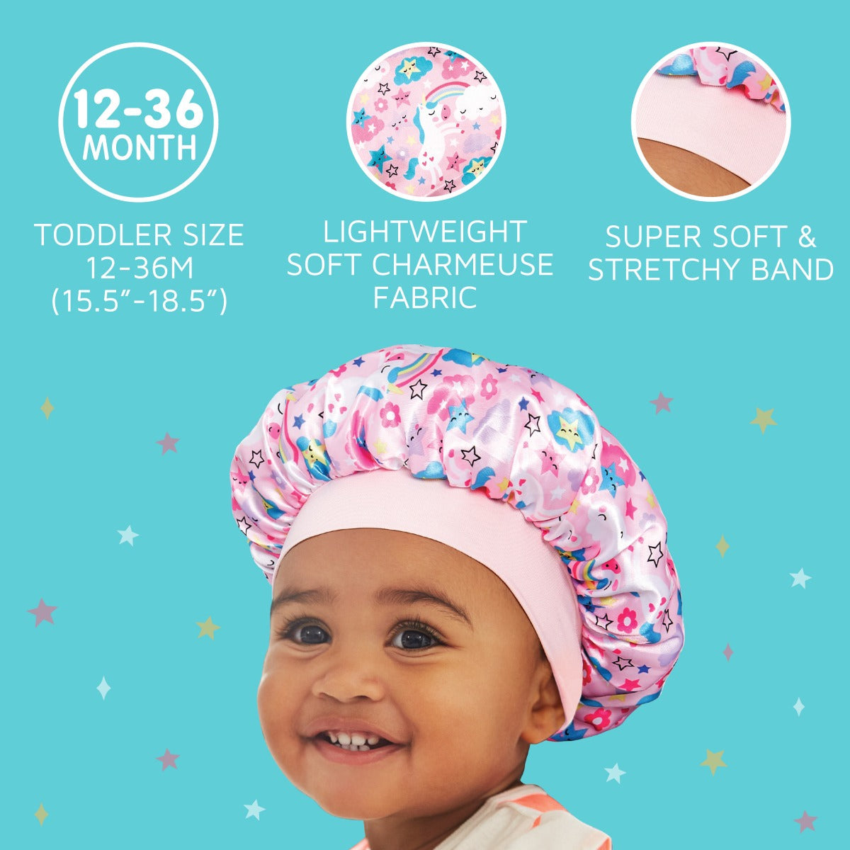 Kiss Colors & Care Toddler Silky Satin Bonnet | 12-36 months, Silk Bonnet, Sleep Bonnet, Hair Accessories