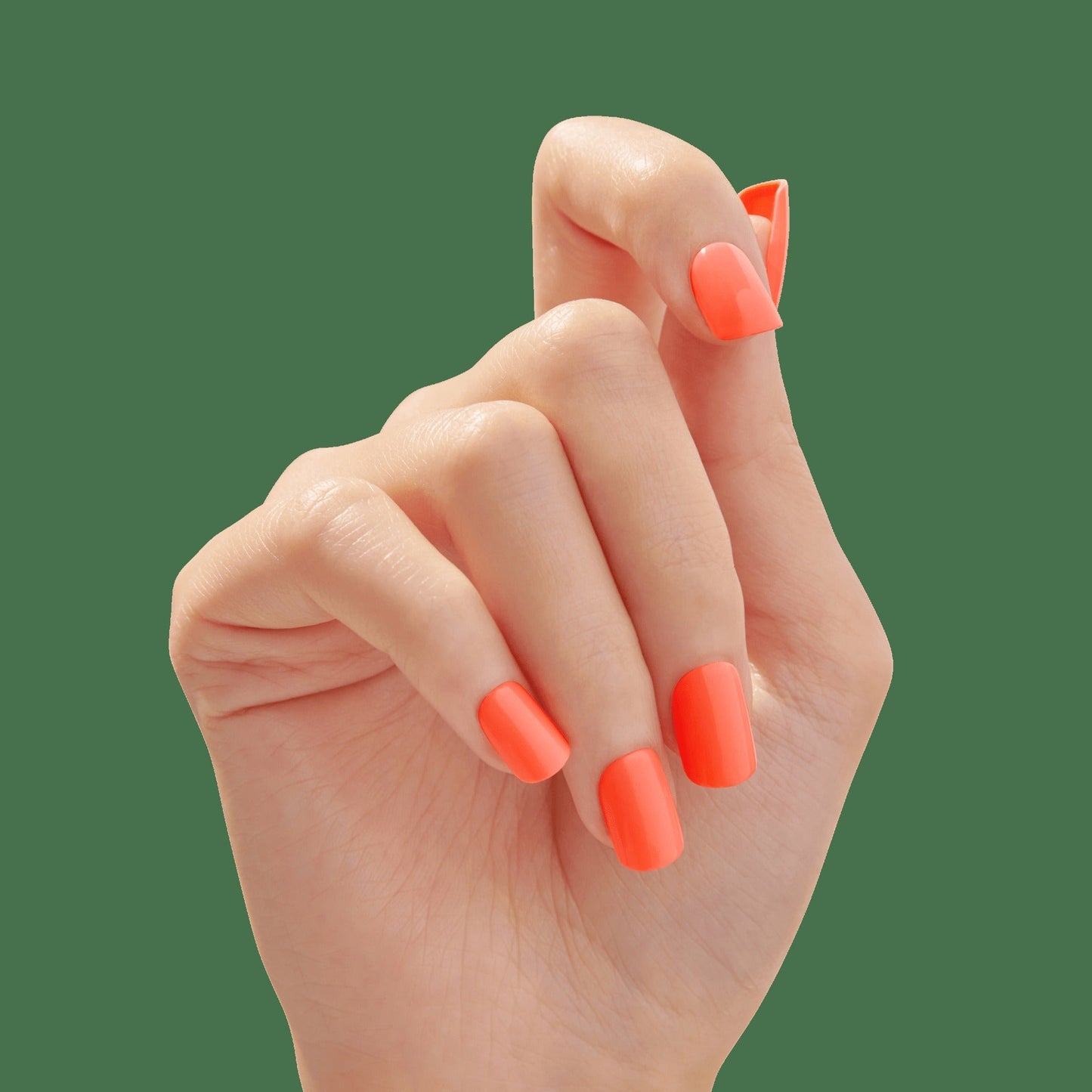 Impress Color No Glue Fake Press On Nails - Happier Vibes | Solid, Orange, Short, Squoval, Manicure