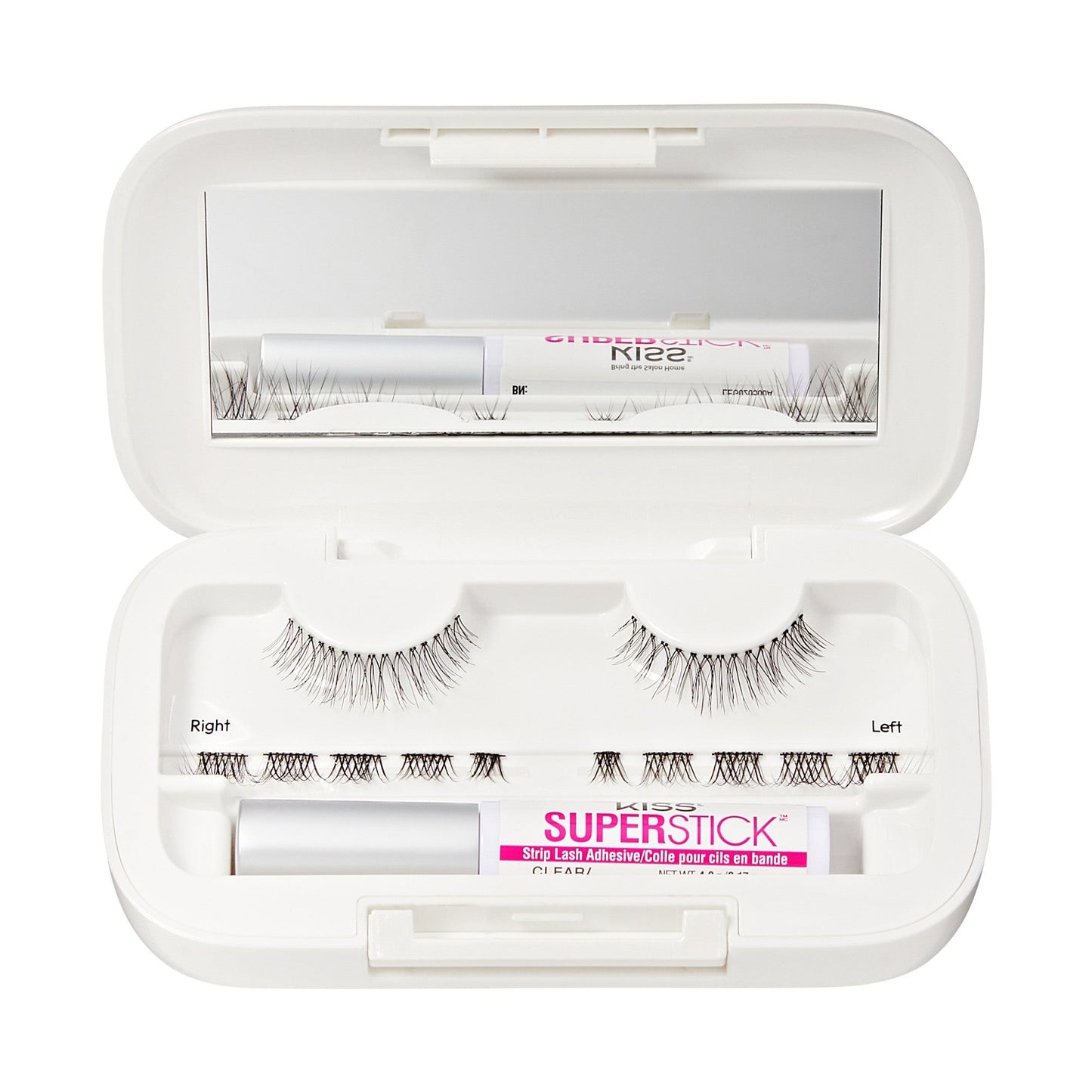 Kiss Lash Case Kit False Eyelashes Trial Kit, Starter Kit | 1 Pair of Lashes, 10 Clusters, Strip Lashes, Cluster Lashes, 7mm-14mm