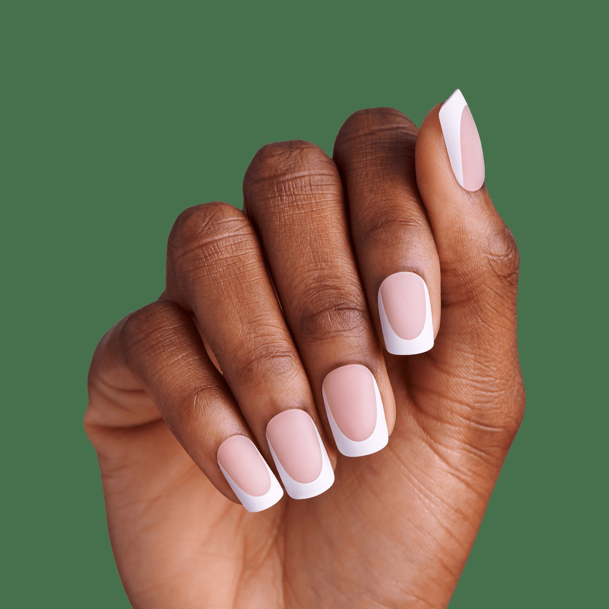Impress Design No Glue Fake Press On Nails - Twist | French Tips, White, Medium, Squoval, Manicure