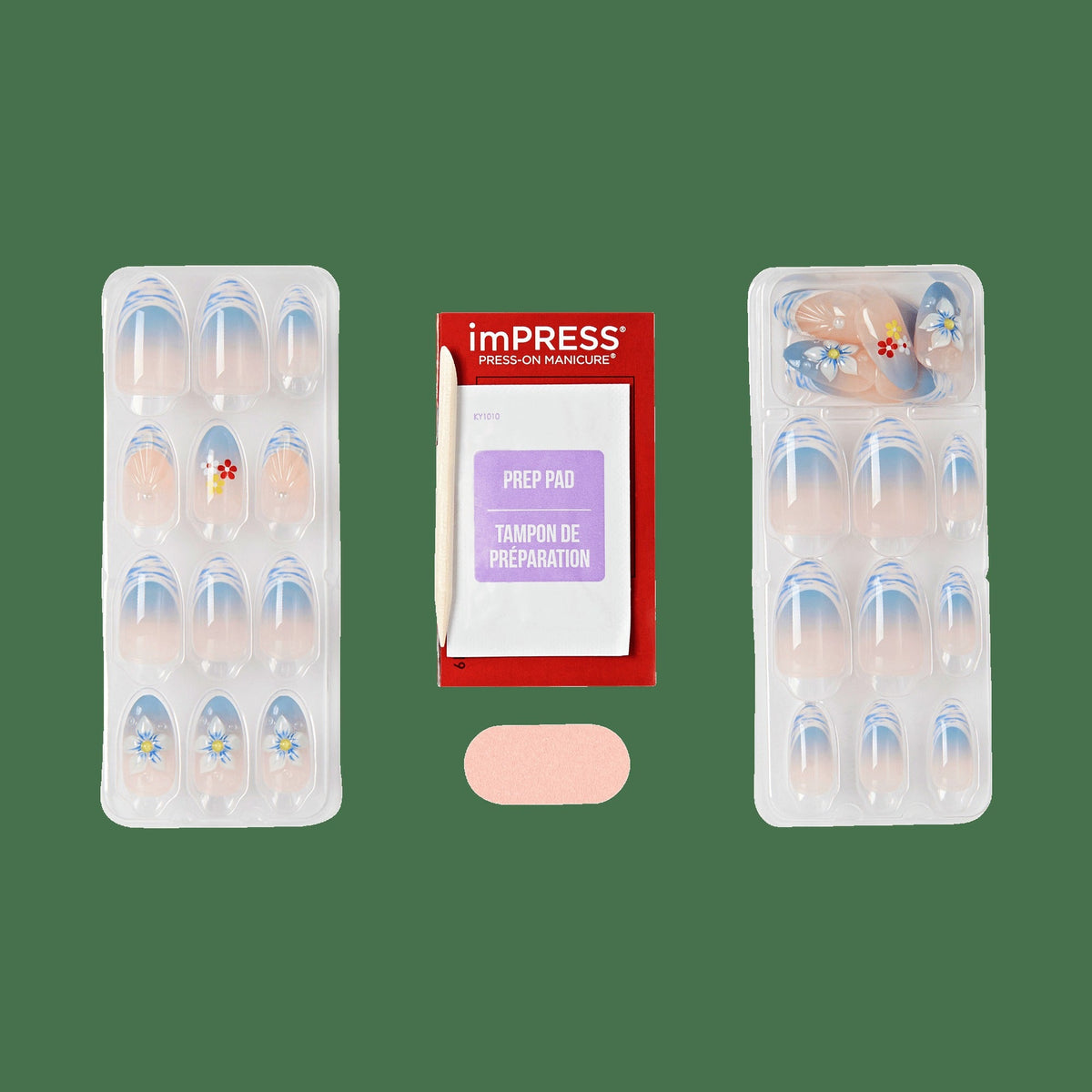 Impress Design No Glue Fake Press On Nails - Amerie | French Design, Multicolor, Medium, Almond, Manicure