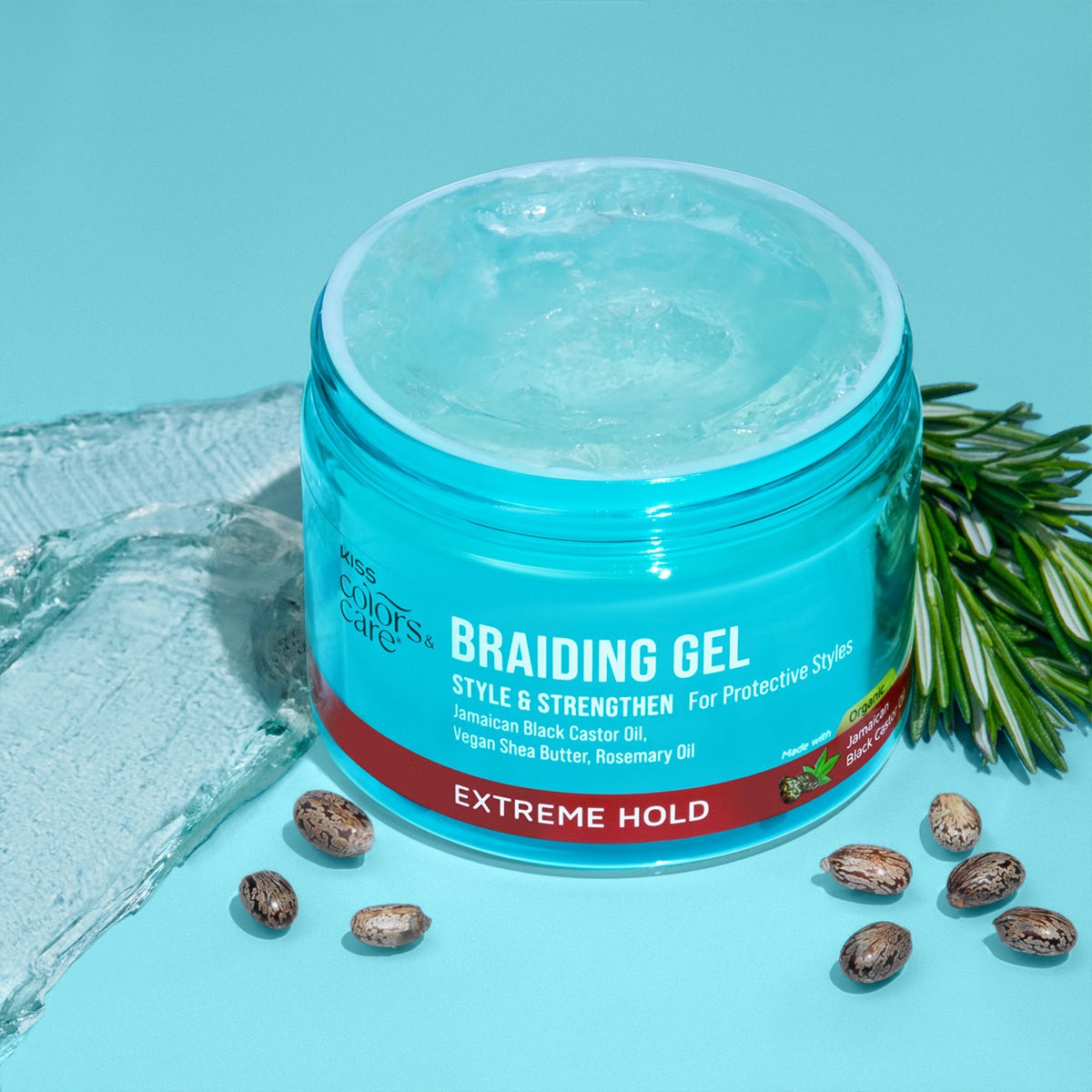 Kiss Colors & Care Braiding Gel | Extreme Hold, Braid Gel, Twist Gel, Style & Strengthen, 6 oz, Hair Care