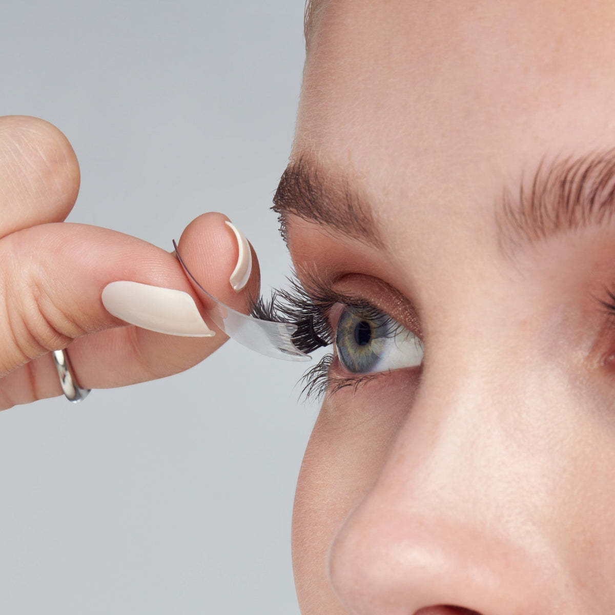 Impress Falsies easy tab Pre-Glued False Eyelashes - Authentic Natural | 1 Pair of Half Lash & 2 Lash Clusters, 5mm-9mm