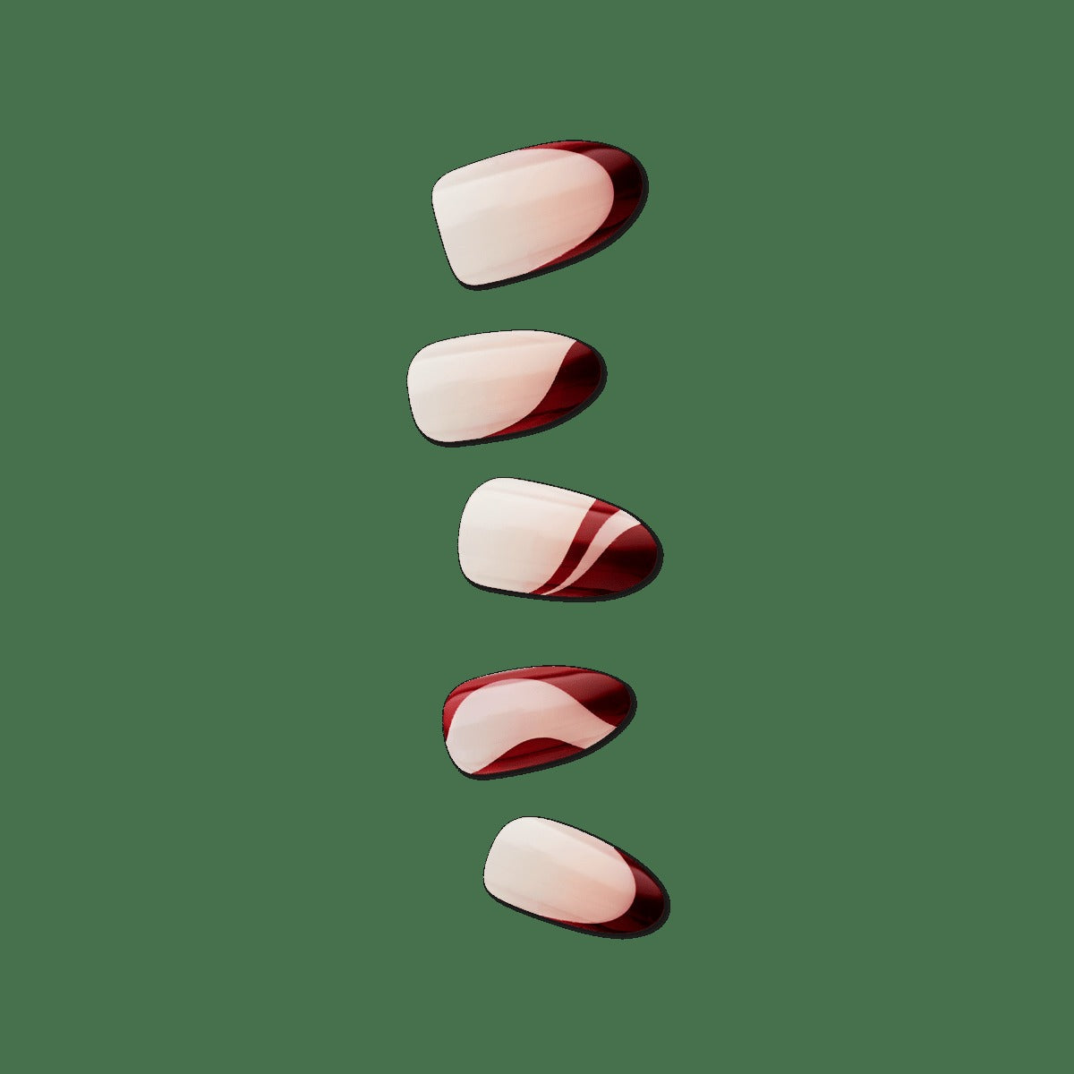 Impress Design No Glue Fake Press On Nails - Vision | French Design, Red, Medium, Almond, Manicure