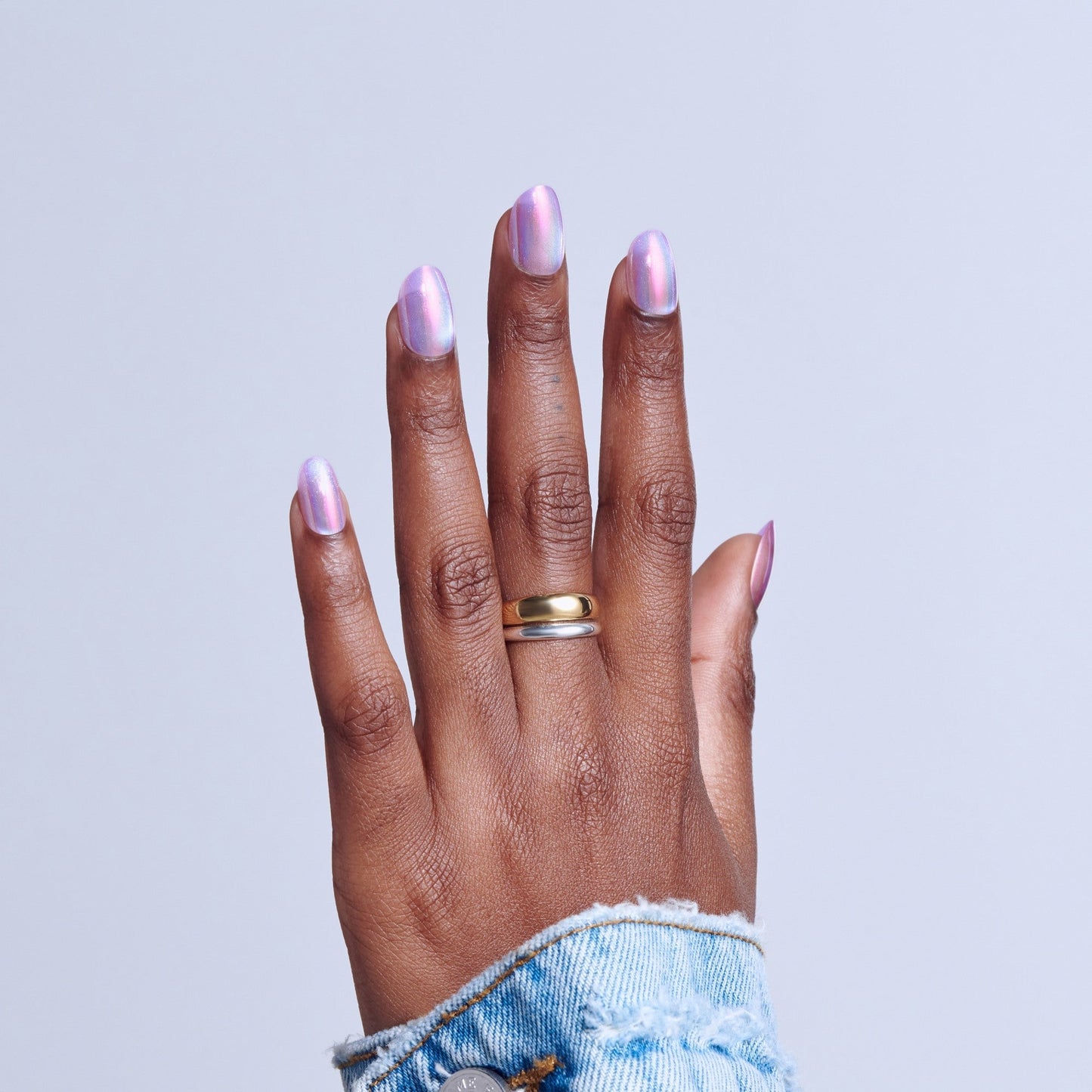 Kiss Glam Embellished Press On Fake Glue Nails - One n Only | Design, Pink & Purple, Short, Round