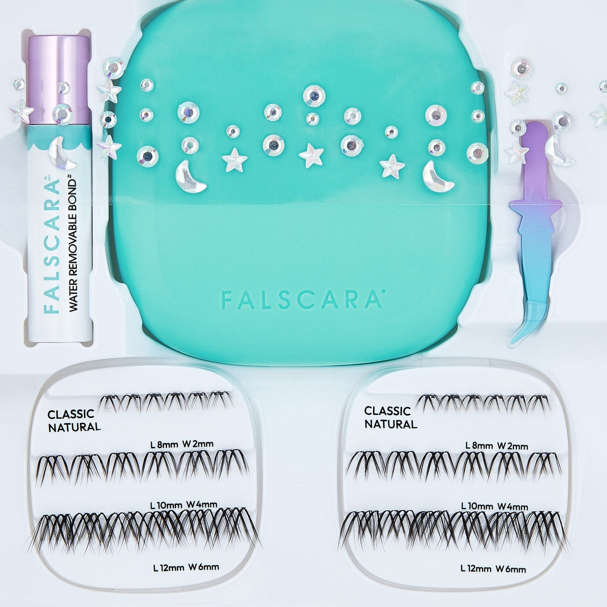 Falscara Studio Mini Festival On-The-Go Kit - Classic Natural | DIY False Lash Extensions, Cluster Lash, Wispy Lashes, 36 Wisps, 8mm-12mm