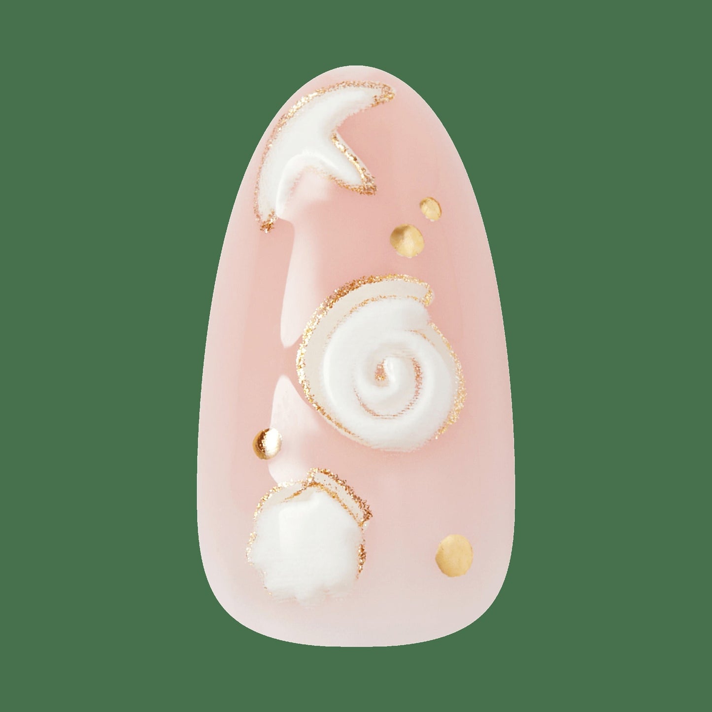 Kiss Glam Jeweled Press On Fake Glue Nails - Shell Me More | 3D & Jewel Design, Pink & White, Medium, Almond