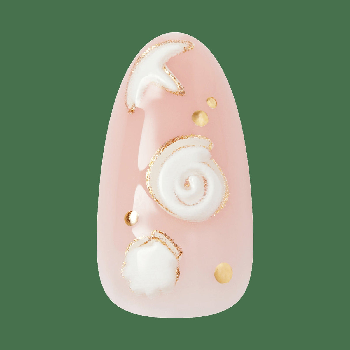 Kiss Glam Jeweled Press On Fake Glue Nails - Shell Me More | 3D & Jewel Design, Pink & White, Medium, Almond